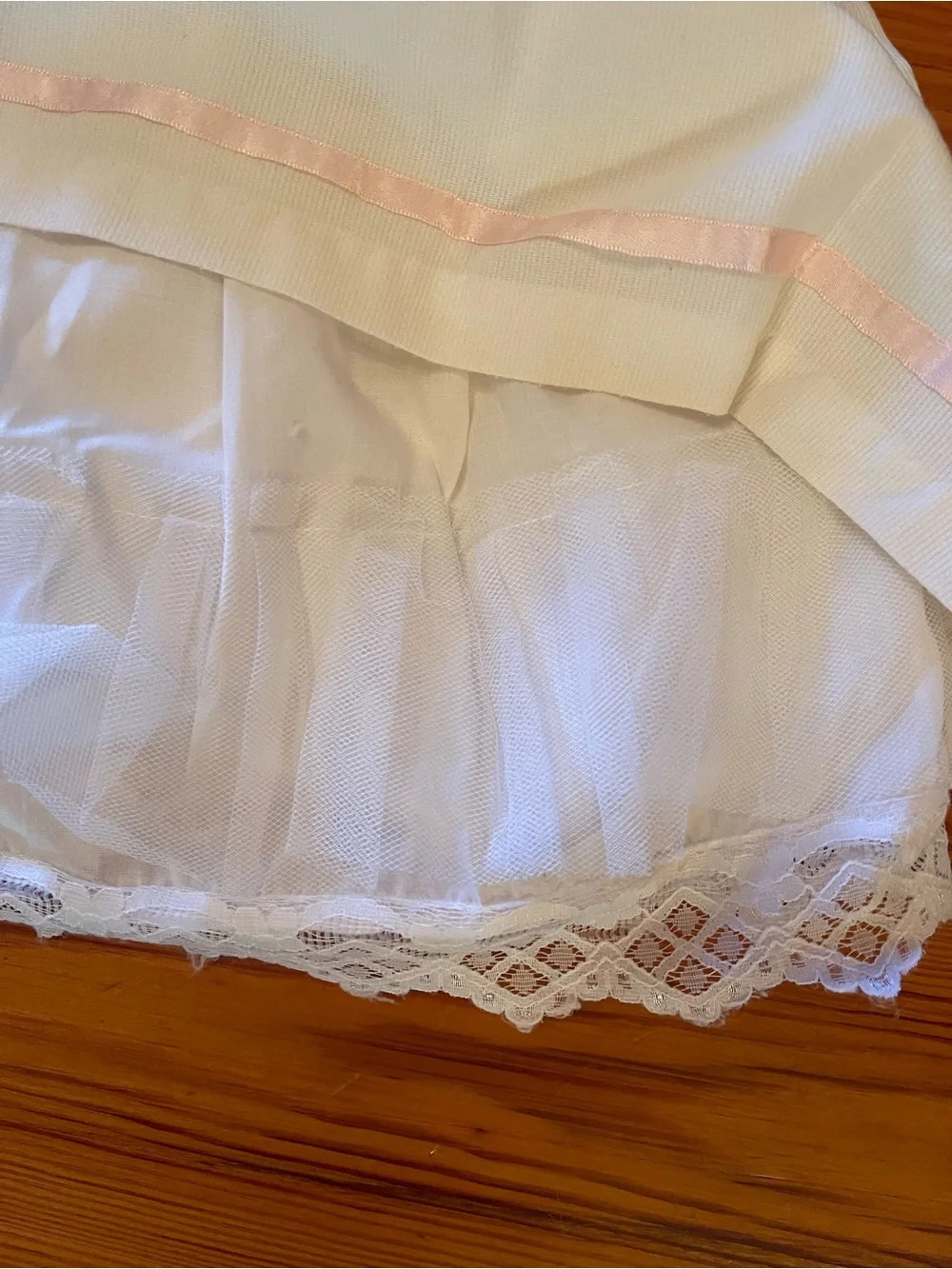 Bonnie Baby White Dress with Pink Ribbon Trim and Bonnet Girls Baby Size 24mo